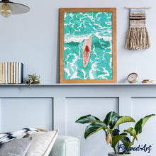 Laden Sie das Bild in den Galerie-Viewer, Diamond Painting - Mädchen inmitten der Wellen – 40 x 50 cm auf Keilrahmen gespannt