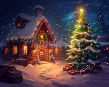Laden Sie das Bild in den Galerie-Viewer, Diamond Painting - Schneebedeckte Weihnachtshütte – 40 x 50 cm auf Keilrahmen gespannt