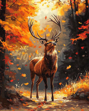 Laden Sie das Bild in den Galerie-Viewer, Diamond Painting - Majestätischer Hirsch im Herbst