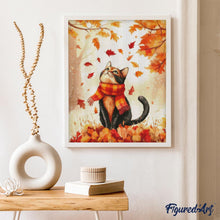 Laden Sie das Bild in den Galerie-Viewer, Diamond Painting - Verspielte Herbstkatze