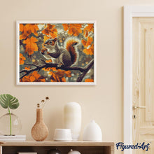 Laden Sie das Bild in den Galerie-Viewer, Diamond Painting - Herbst-Eichhörnchen – 40 x 50 cm auf Keilrahmen gespannt