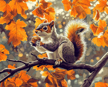 Laden Sie das Bild in den Galerie-Viewer, Diamond Painting - Herbst-Eichhörnchen – 40 x 50 cm auf Keilrahmen gespannt