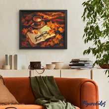 Laden Sie das Bild in den Galerie-Viewer, Diamond Painting - Herbsttee und Buch – 40 x 50 cm auf Keilrahmen gespannt