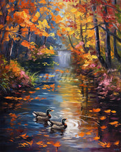 Laden Sie das Bild in den Galerie-Viewer, Diamond Painting - Goldener Teich im Herbst