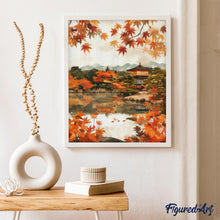 Laden Sie das Bild in den Galerie-Viewer, Diamond Painting - Japanischer Tempel am Herbstsee