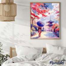 Laden Sie das Bild in den Galerie-Viewer, Diamond Painting - Japanischer Garten im Herbst – 40 x 50 cm auf Keilrahmen gespannt