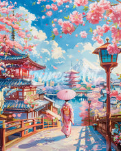 Laden Sie das Bild in den Galerie-Viewer, Diamond Painting - Sakura-Straße in Kyoto – 40 x 50 cm auf Keilrahmen gespannt