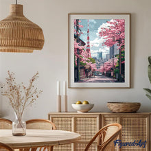 Laden Sie das Bild in den Galerie-Viewer, Diamond Painting - Tokio Sakura-Straße – 40 x 50 cm auf Keilrahmen gespannt