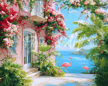 Laden Sie das Bild in den Galerie-Viewer, Diamond Painting - Rosa Strandvilla