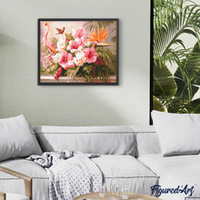 Laden Sie das Bild in den Galerie-Viewer, Diamond Painting - Hibiskus und Flamingo