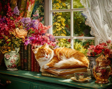 Laden Sie das Bild in den Galerie-Viewer, Diamond Painting - Gemütliches Fenster mit Katze