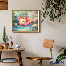 Laden Sie das Bild in den Galerie-Viewer, Diamond Painting - Sonnenbadender Axolotl