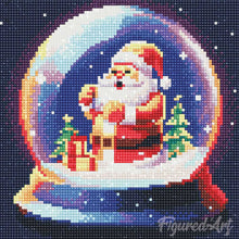 Laden Sie das Bild in den Galerie-Viewer, Mini Diamond Painting 25 x 25 cm - Weihnachtsmann in Schneekugel