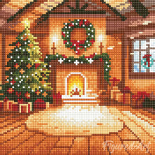 Laden Sie das Bild in den Galerie-Viewer, Mini Diamond Painting 25 x 25 cm - Gemütliches Weihnachtszimmer