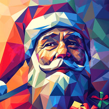 Laden Sie das Bild in den Galerie-Viewer, Mini Diamond Painting 25 x 25 cm - Polygon-Weihnachtsmann