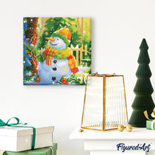 Laden Sie das Bild in den Galerie-Viewer, Mini Diamond Painting 25 x 25 cm - Fröhlicher Schneemann