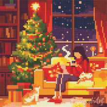 Laden Sie das Bild in den Galerie-Viewer, Mini Diamond Painting 25 x 25 cm - Festlicher Rückzugsort am Abend