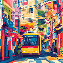 Laden Sie das Bild in den Galerie-Viewer, Mini Diamond Painting 25 x 25 cm - Tokio Stadtbus