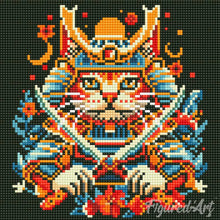 Laden Sie das Bild in den Galerie-Viewer, Mini Diamond Painting 25 x 25 cm - Samurai Katze