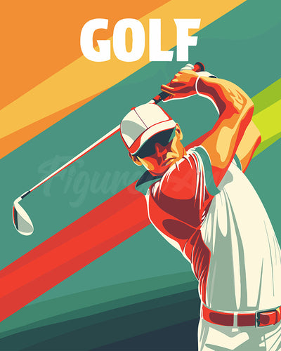 Malen nach Zahlen Figured'Art – Sportposter Golf