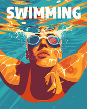Laden Sie das Bild in den Galerie-Viewer, Malen nach Zahlen Figured&#39;Art – Sportposter Schwimmen