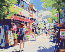 Laden Sie das Bild in den Galerie-Viewer, Malen nach Zahlen Figured'Art – Morgen in einem japanischen Viertel