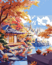 Laden Sie das Bild in den Galerie-Viewer, Malen nach Zahlen Figured'Art – Herbst-Teehaus am See