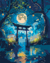 Laden Sie das Bild in den Galerie-Viewer, Malen nach Zahlen Figured'Art – Mondlicht-Torii mit Glühwürmchen