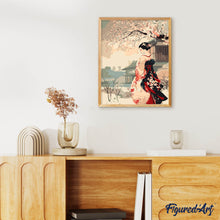 Laden Sie das Bild in den Galerie-Viewer, Vintage-Winter-Geisha-Szene