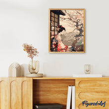 Laden Sie das Bild in den Galerie-Viewer, Vintage-Kimono-Dame mit Kirschbüten