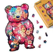 Laden Sie das Bild in den Galerie-Viewer, Holzpuzzle Erwachsene - Blumen-Teddybär