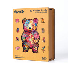 Laden Sie das Bild in den Galerie-Viewer, Holzpuzzle Erwachsene - Blumen-Teddybär