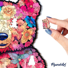 Laden Sie das Bild in den Galerie-Viewer, Holzpuzzle Erwachsene - Blumen-Teddybär
