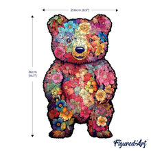 Laden Sie das Bild in den Galerie-Viewer, Holzpuzzle Erwachsene - Blumen-Teddybär