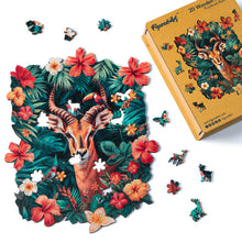 Laden Sie das Bild in den Galerie-Viewer, Holzpuzzle Erwachsene - Giraffe mit Blumen