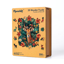 Laden Sie das Bild in den Galerie-Viewer, Holzpuzzle Erwachsene - Giraffe mit Blumen