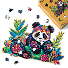 Laden Sie das Bild in den Galerie-Viewer, Holzpuzzle Erwachsene - Blumiger Panda