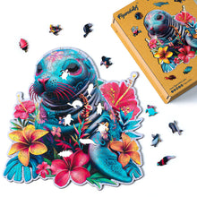 Laden Sie das Bild in den Galerie-Viewer, Holzpuzzle Erwachsene - Seehund und Blumen