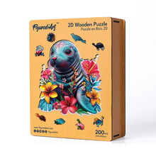 Laden Sie das Bild in den Galerie-Viewer, Holzpuzzle Erwachsene - Seehund und Blumen