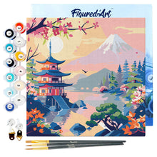 Laden Sie das Bild in den Galerie-Viewer, Mini Malen nach Zahlen mit Rahmen - Pagode und Mount Fuji