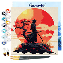 Laden Sie das Bild in den Galerie-Viewer, Mini Malen nach Zahlen mit Rahmen - Samurai bei Sonnenuntergang
