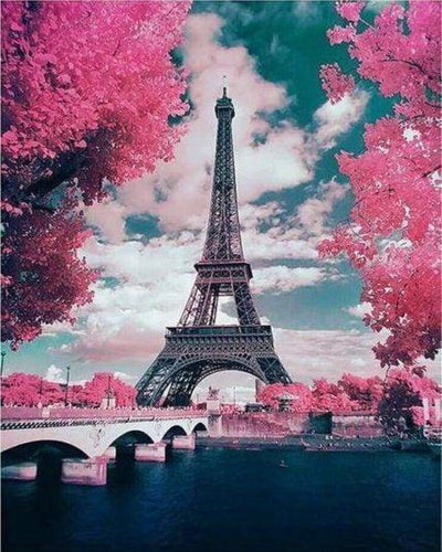 Kreuzstich – Eiffelturm und Blumen