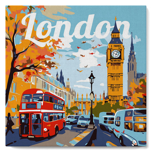 Mini Malen nach Zahlen mit Rahmen - Reiseplakat London