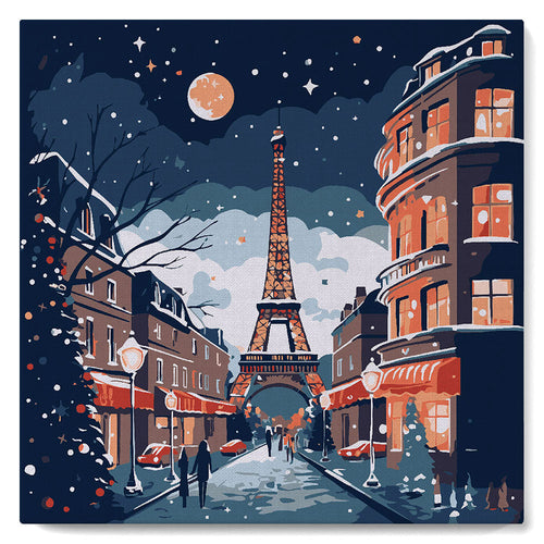 Mini Malen nach Zahlen mit Rahmen - Weihnachten in Paris
