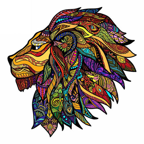 2D Holzpuzzle – Blauer Löwe im Profil