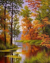 Laden Sie das Bild in den Galerie-Viewer, Diamond Painting – See im Herbst – 40 x 50 cm auf Keilrahmen gespannt | Figured'Art