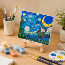 Laden Sie das Bild in den Galerie-Viewer, 3D Relief Malset - Der kleine Träumer in der Sternennacht