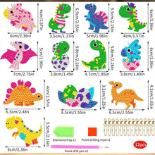 Laden Sie das Bild in den Galerie-Viewer, Schlüsselanhänger Diamond Painting 5D Dinosaurier 12 Stück
