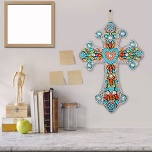 Laden Sie das Bild in den Galerie-Viewer, Dekorativer Anhänger Diamond Painting Kreuz mit Herz