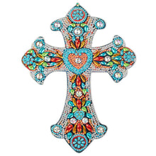 Laden Sie das Bild in den Galerie-Viewer, Dekorativer Anhänger Diamond Painting Kreuz mit Herz
